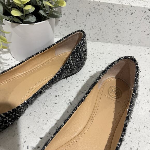 Tory Burch Chase Ballet Nappa Tweed Flat Size 8.5 SJ - Picture 3 of 5
